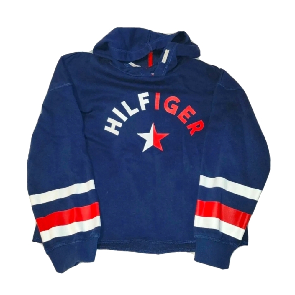 Tommy Hilfiger Hoodie Sweatshirt Kids Girls Size Large 12/14 Logo Red White Blue
